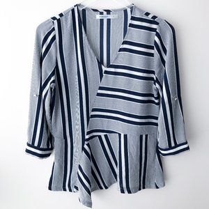 V-Neck Blouse w/ Asymmetrical Hem